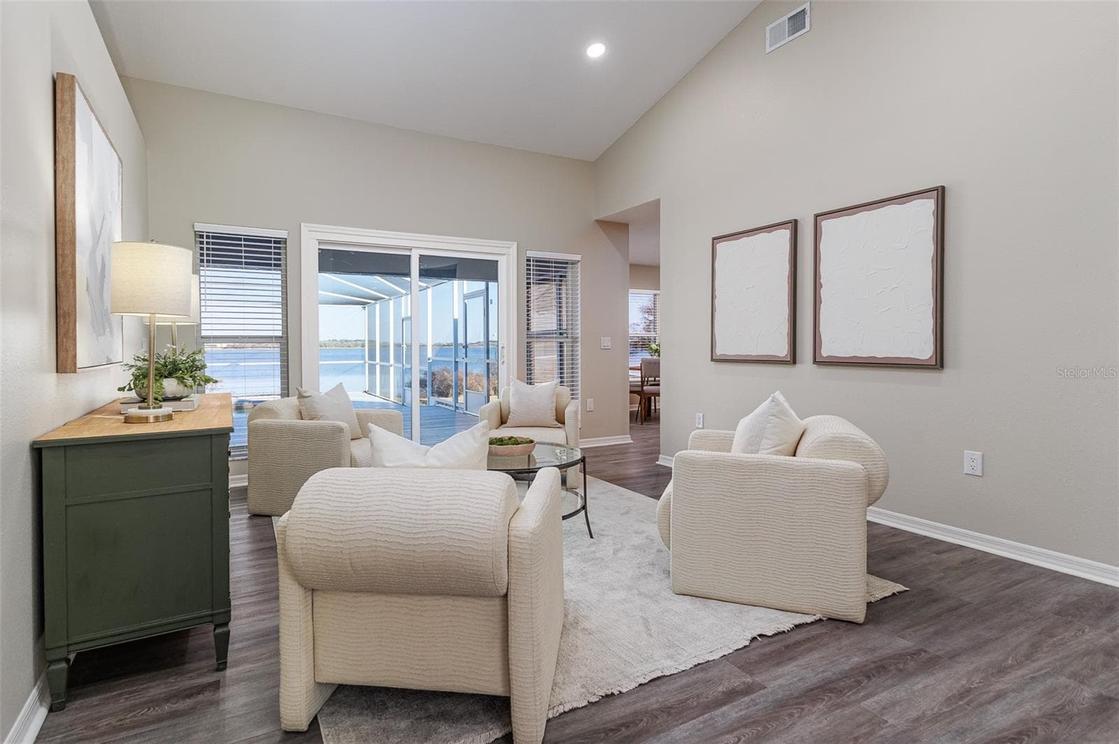Front Door Entrance View with Lake Agnes and Pool Views - 411 EDGEWATER DR, POLK CITY