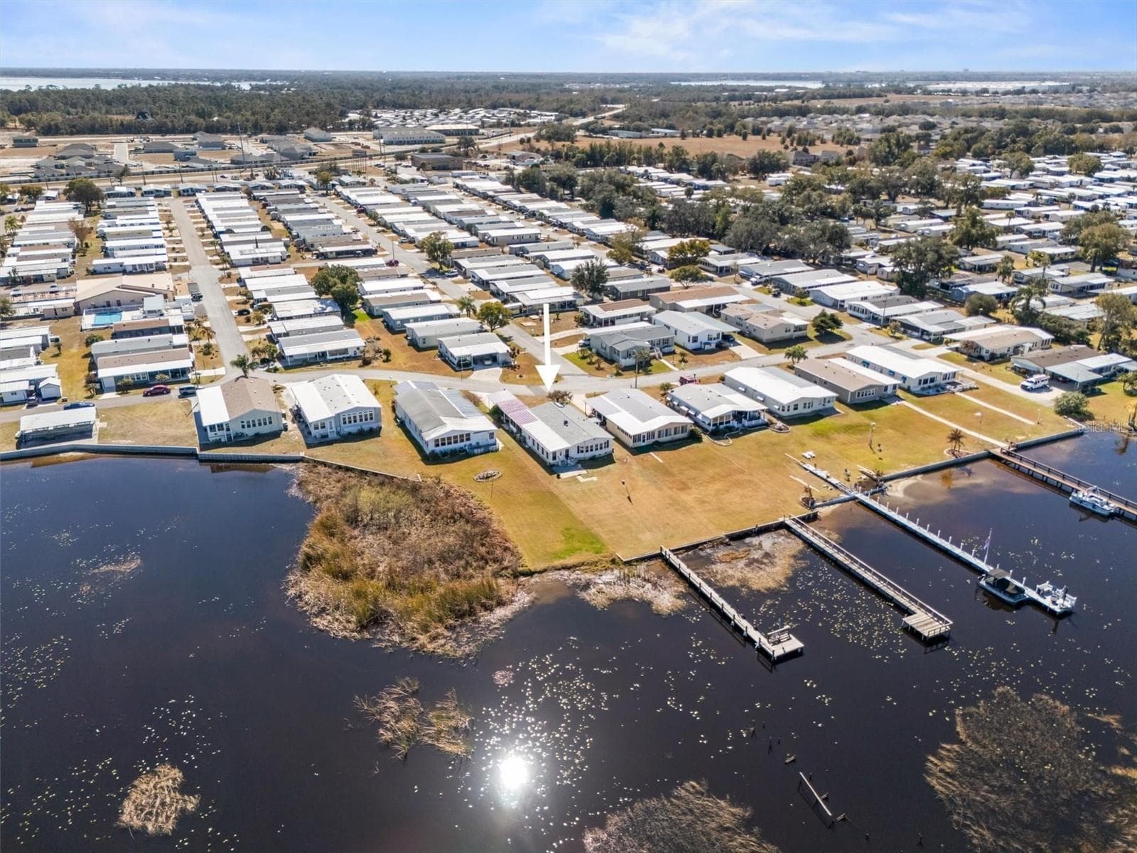Aerial of Back of Property & Lake Henry - 6825 S LAKE HENRY DR NE, WINTER HAVEN