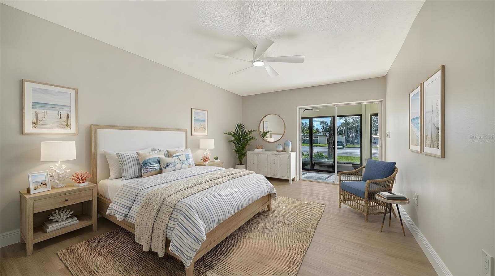 Primary Bedroom virtually staged. - 101 WHISPERING SANDS DR #107, SARASOTA
