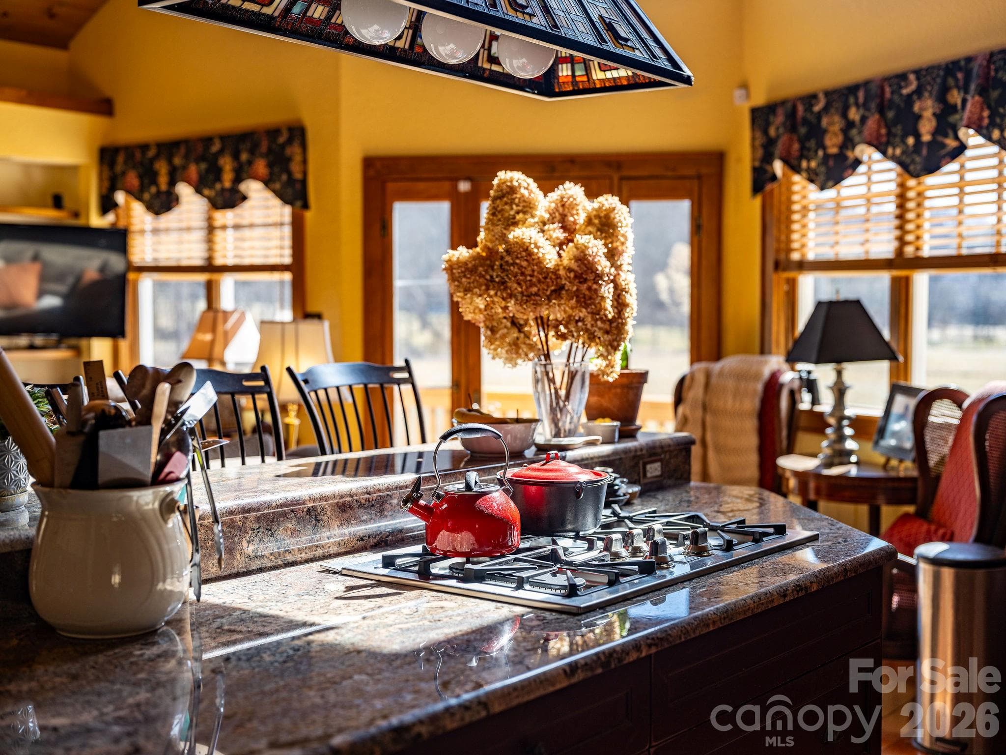 Warm afternoon light pouring into custom kitchen - 22 Mountain Spring Lane, Canton