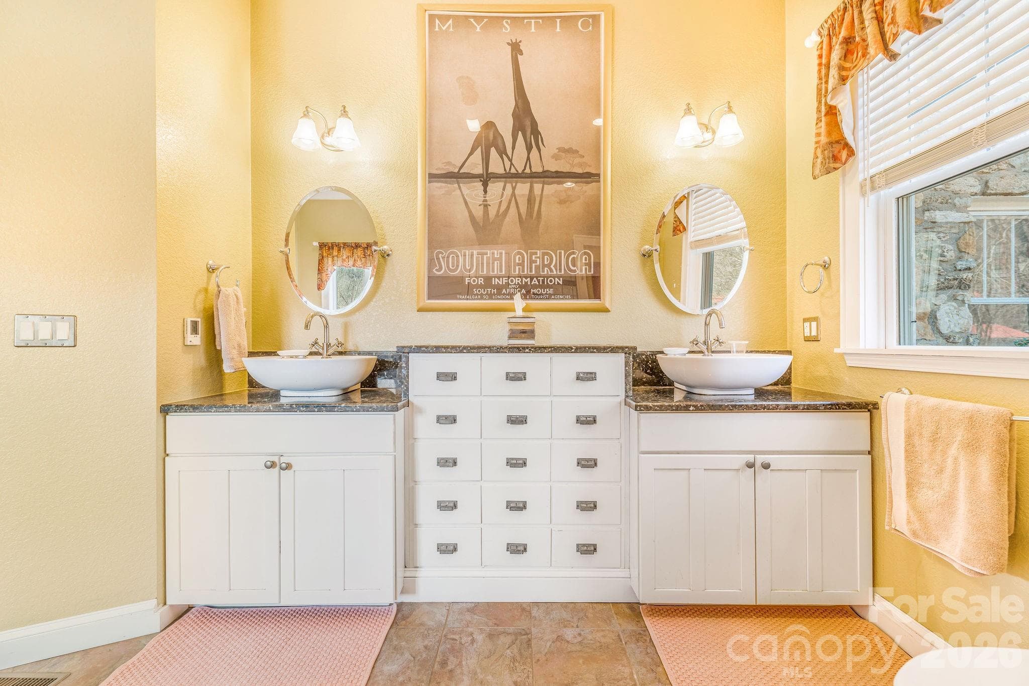 Double vanity with antique haberdasher cabinet - 22 Mountain Spring Lane, Canton