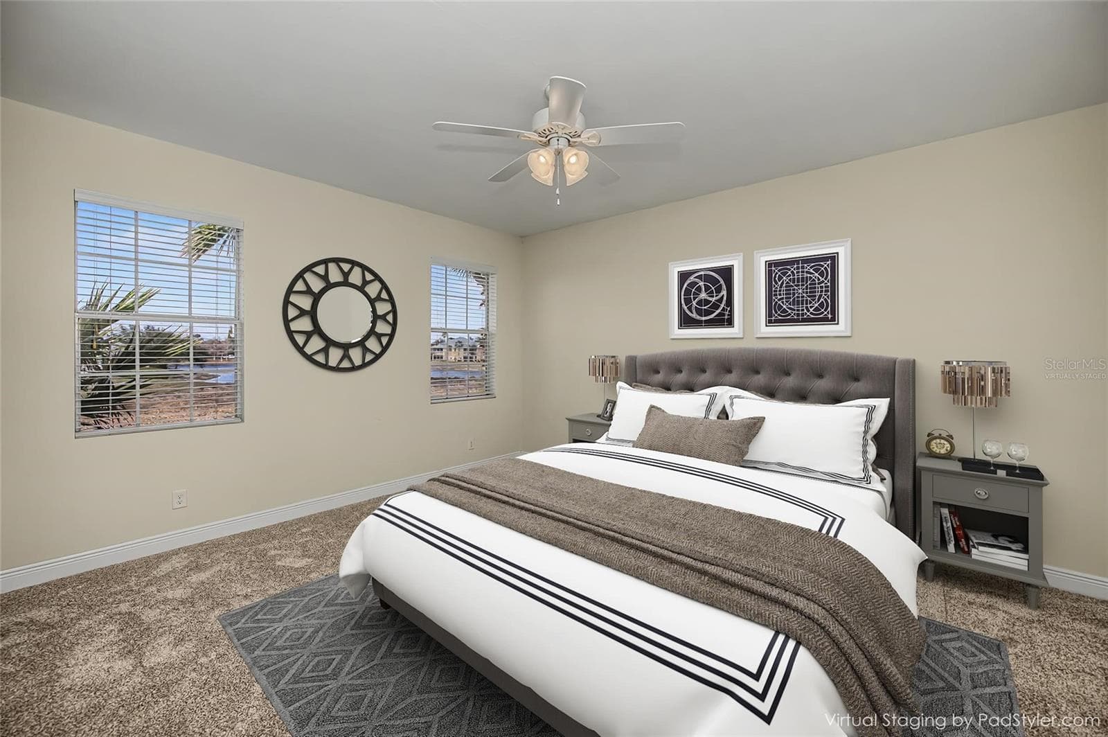 virtually staged primary ensuite bedroom - 25601 HERITAGE LAKE BLVD #46, PUNTA GORDA
