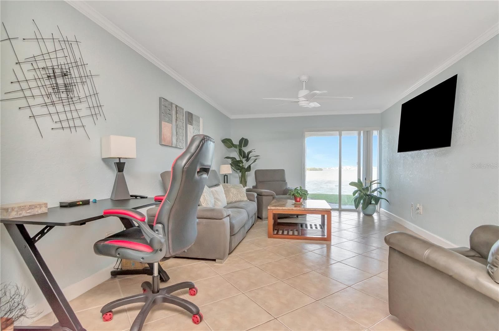 Living Room with Dedicated Desk Area - 2675 ST JOSEPHS DR E #B, DUNEDIN