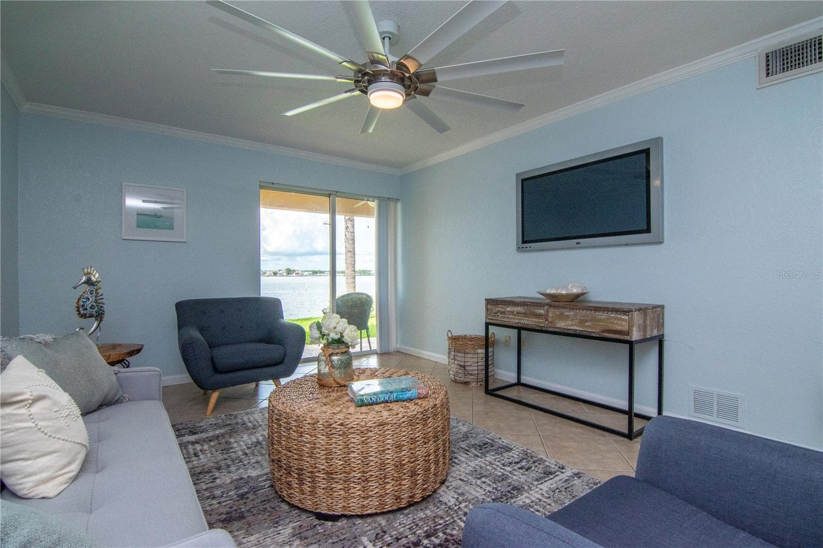 Living Room – Staged for Design Inspiration - 2675 ST JOSEPHS DR E #B, DUNEDIN