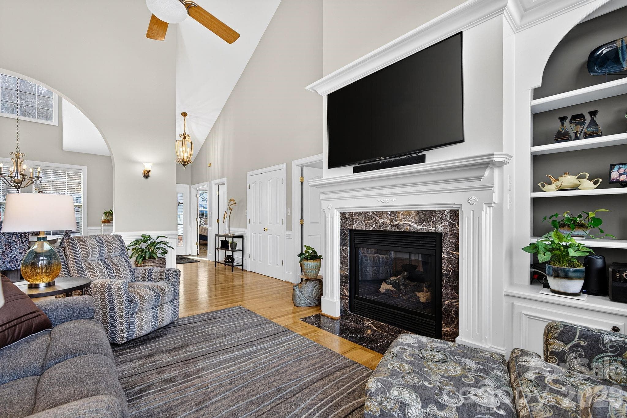 Living room facing fireplace - 103 Trumpet Lane, Asheville