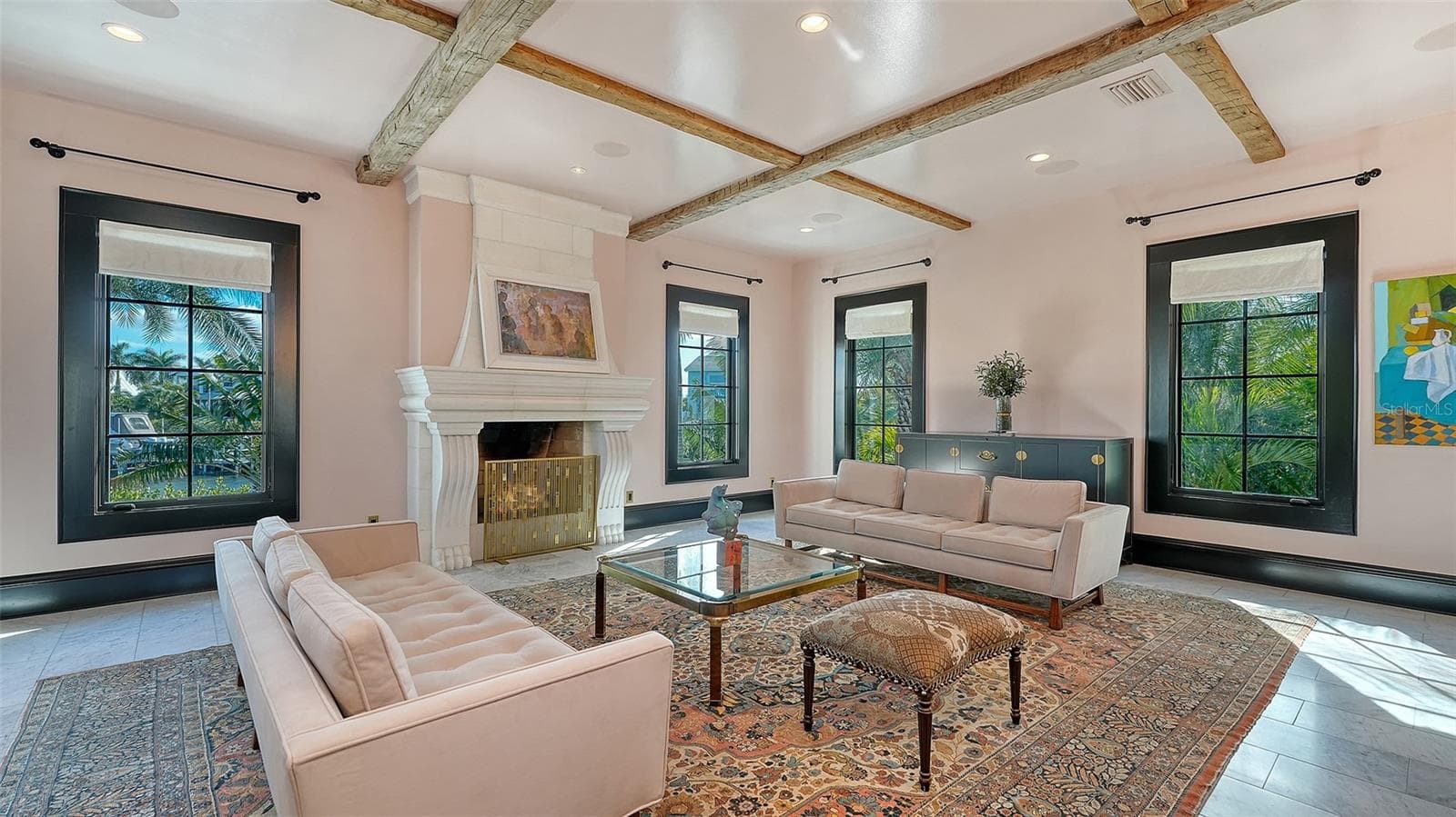 Grand living room with fireplace - 513 VILLA ROSA WAY, ANNA MARIA