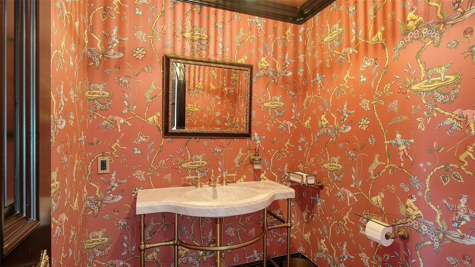 Designer powder room with gold-leaf ceiling - 513 VILLA ROSA WAY, ANNA MARIA