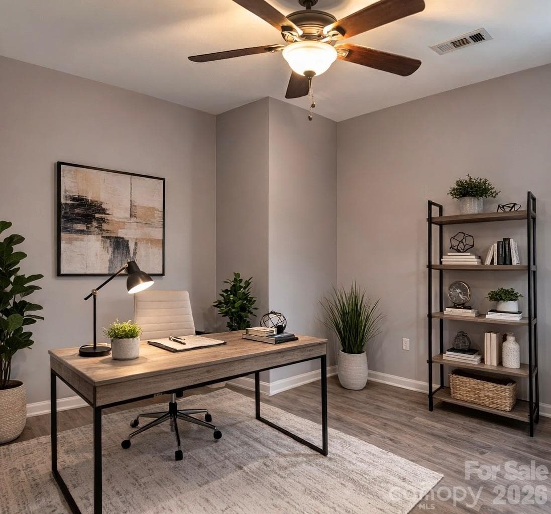 Virtually Staged w/ AI-Downstairs guest/office space - 6639 Ruth Ferrell Court, Charlotte