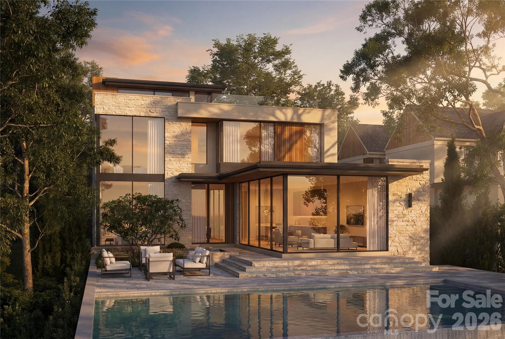 Rendering of the back of this amazing waterfront home to be built by Cape Custom Homes in 2026. - Cornelius