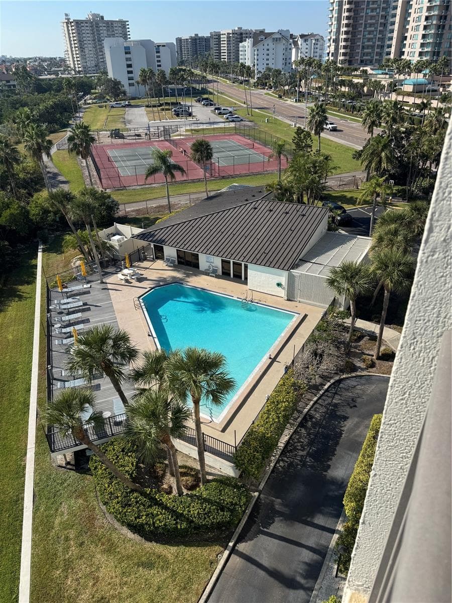 Community heated pool as seen from your balcony - 1501 GULF BLVD #603, CLEARWATER BEACH