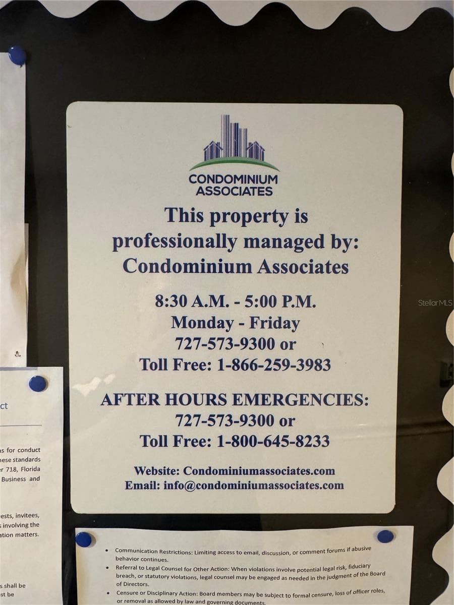 Condo Management Info - 1501 GULF BLVD #603, CLEARWATER BEACH
