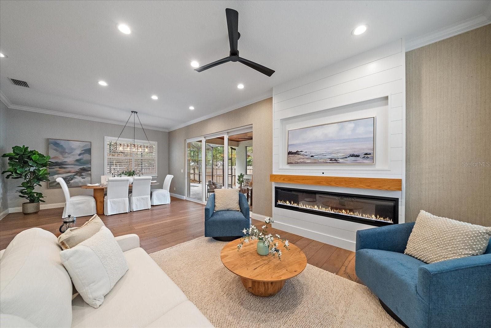 Living Room with electric fireplace- 1st Floor - 2207 WISTERIA ST, SARASOTA