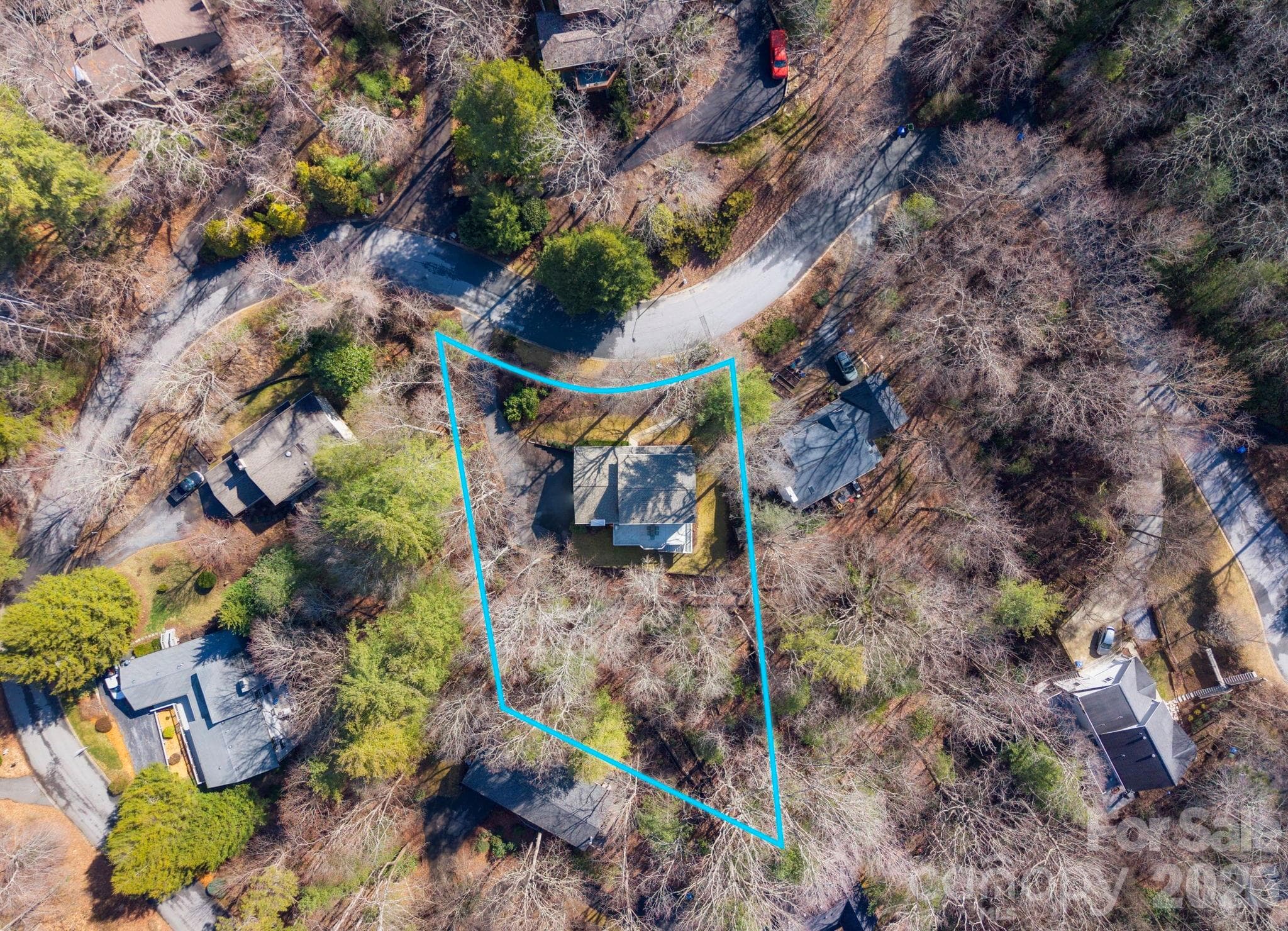 Aerial lot boundary outline - 107 Ballantree Drive, Asheville