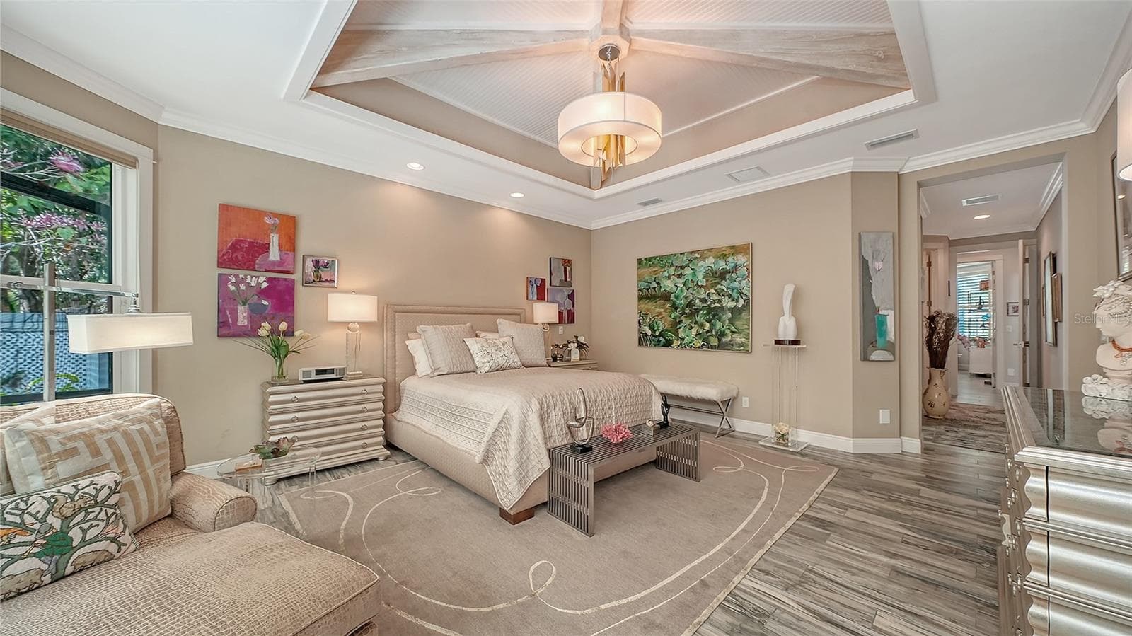 Custom lighting make this primary suite even more enchanting at night - 1794 CUNLIFF LN, SARASOTA