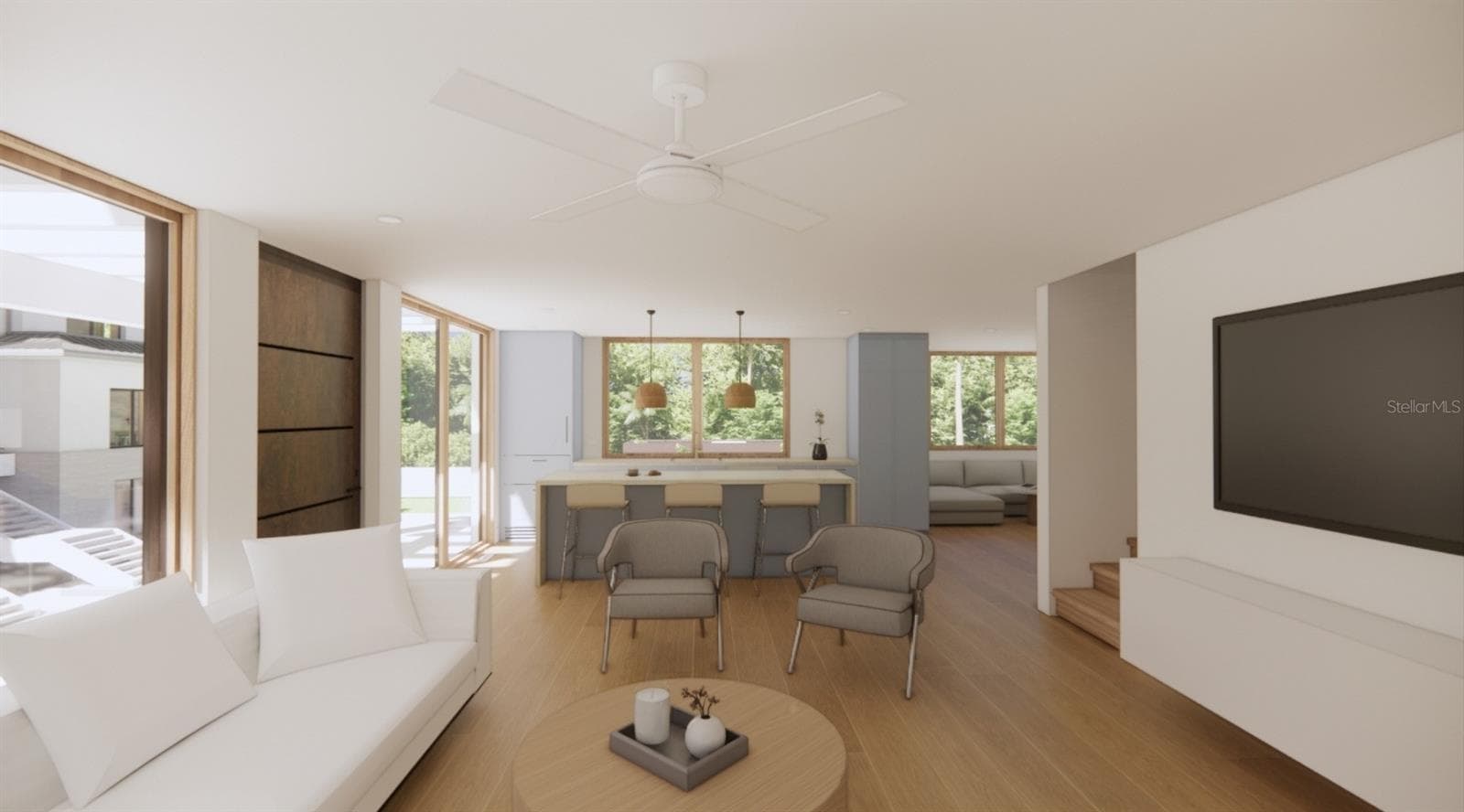Guest house - Kitchenette & Living Room Rendering - 5965 GULF OF MEXICO DR, LONGBOAT KEY