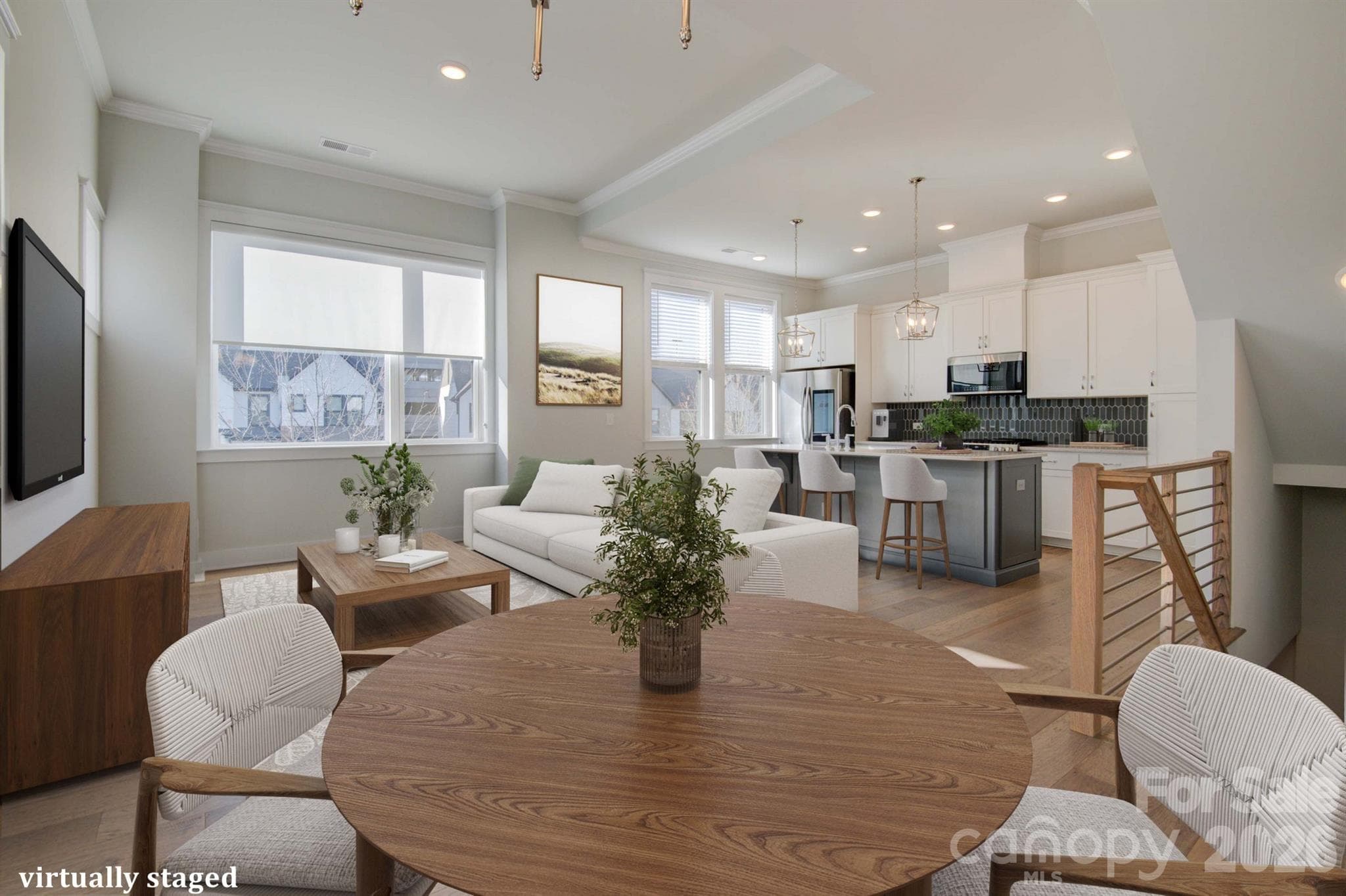 Virtually staged open living space - Charlotte