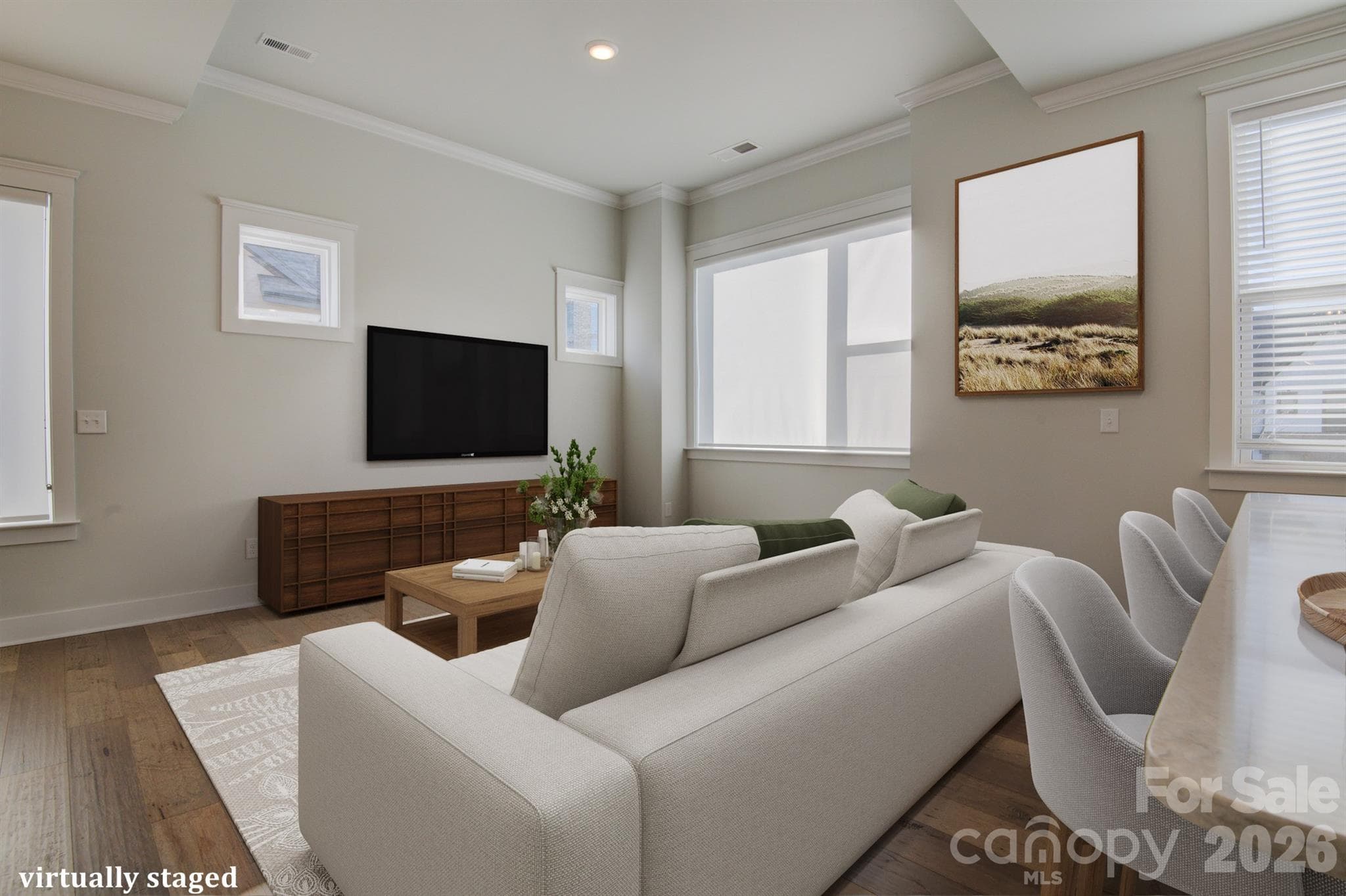 Virtually Staged living room - 5939 Ardrey Kell Road, Charlotte