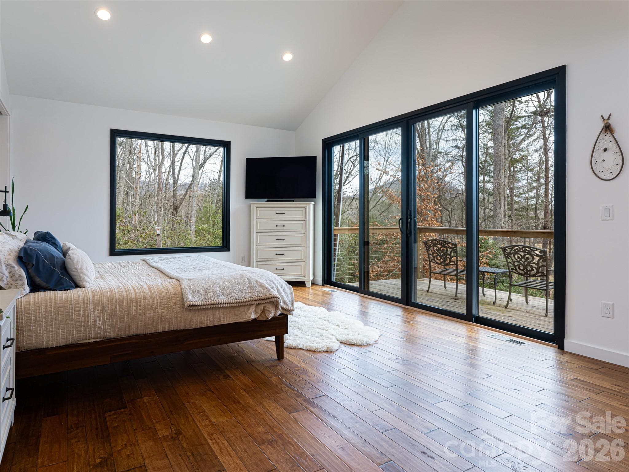 Sliders to the deck from the Owners Suite with mountain views - 508 Avery Creek Road, Arden