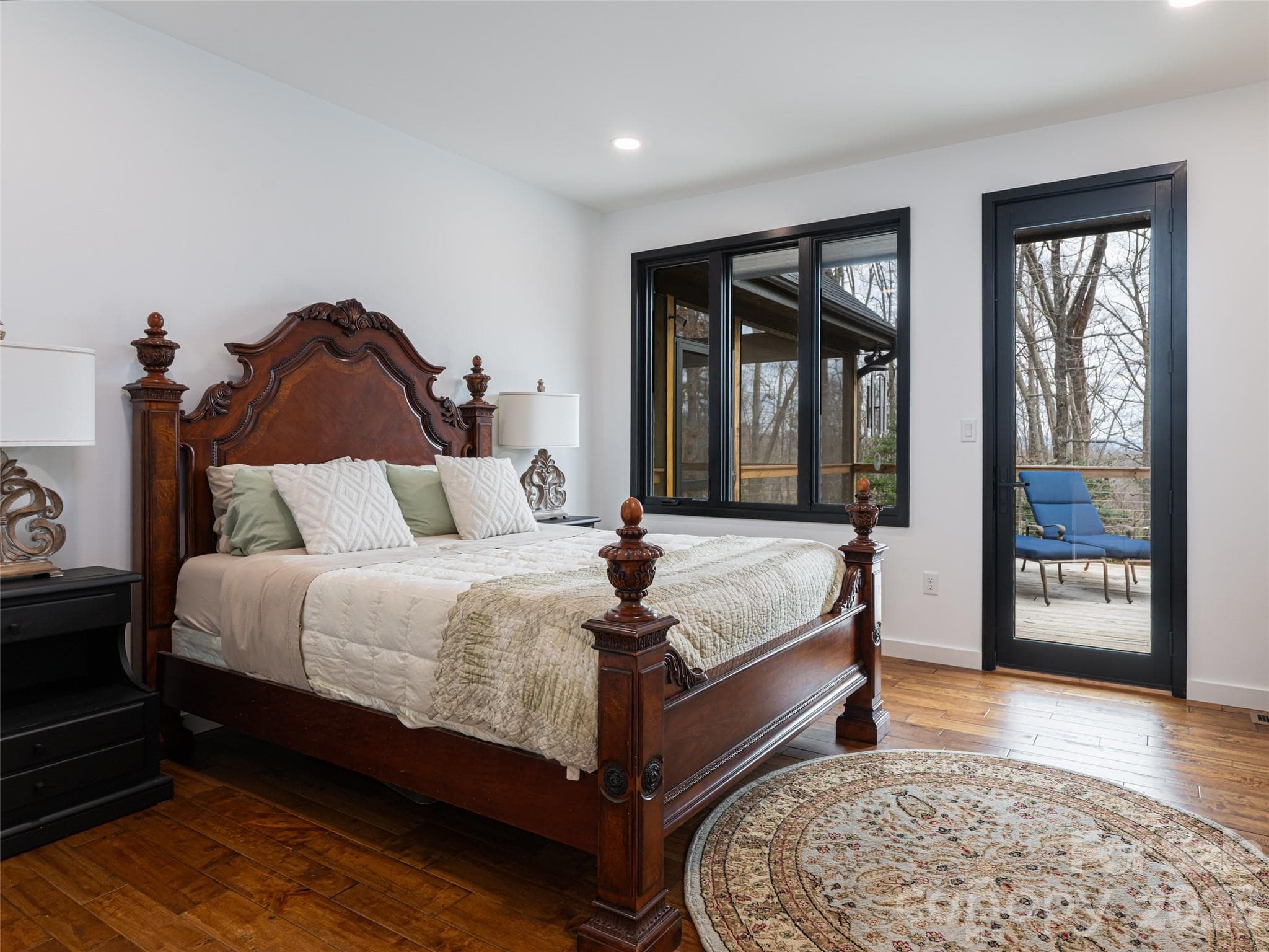 Bedroom #2 with Mountain views and access to deck - 508 Avery Creek Road, Arden