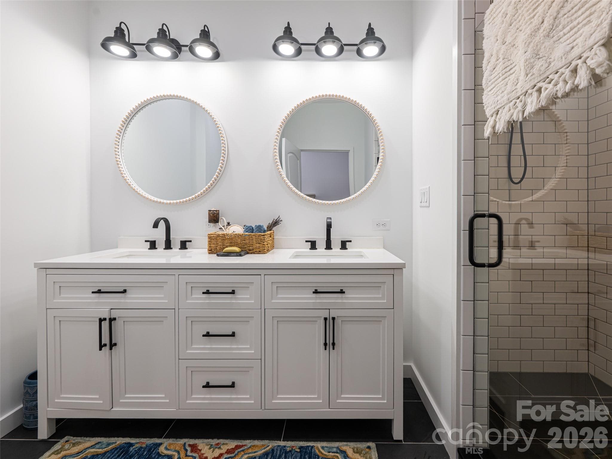 En-Suite bathroom #3 with Brazilian Slate tile - 508 Avery Creek Road, Arden