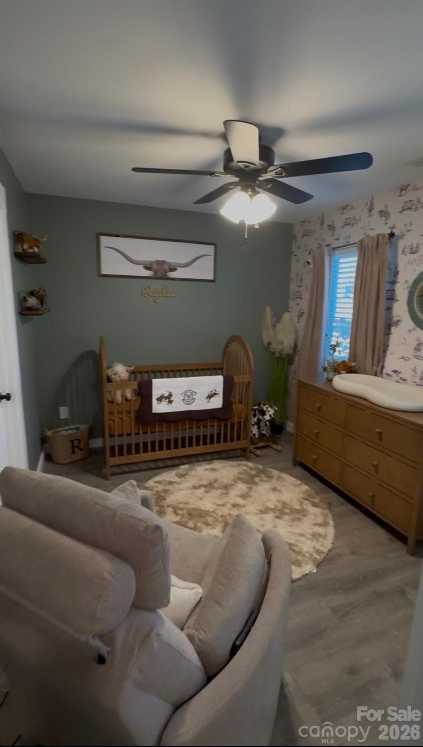 Third Bedroom/Nursery with paddle fan - 5111 Stockbridge Drive, Mount Holly