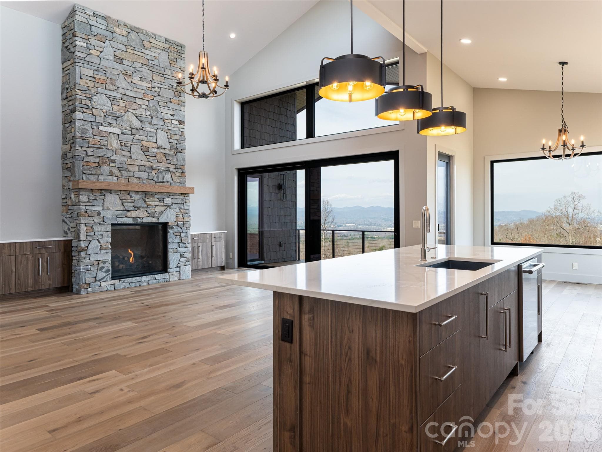 Kitchen Island, Family Room & Dining Room - 247 Coachman Drive, Hendersonville