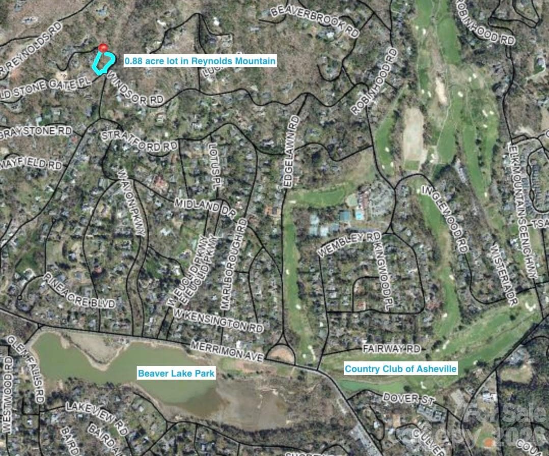 Lot location within Reynolds Mountain - Asheville