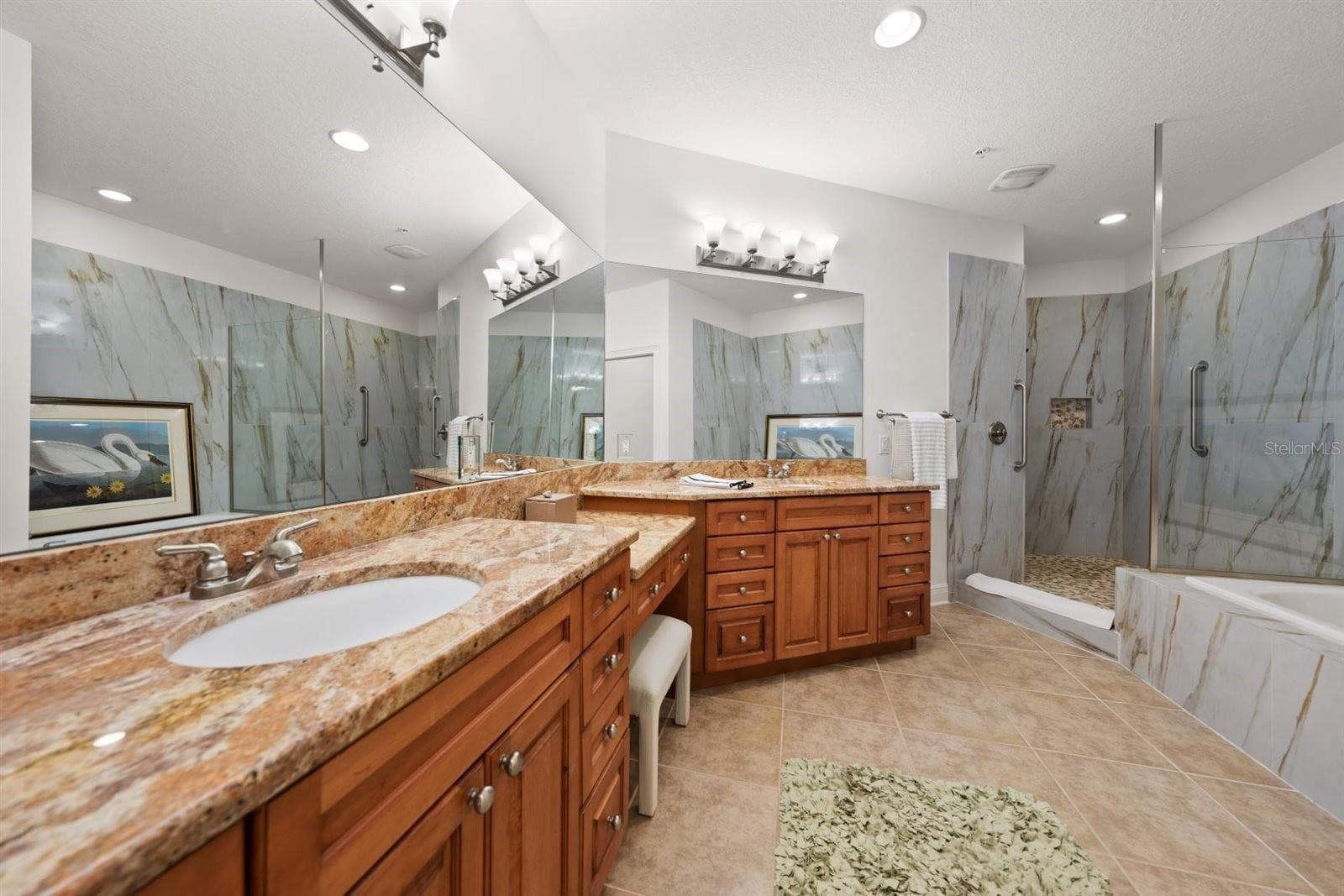 primary bath with double vanities and dressing area - 1030 BELLASOL WAY #3201, APOLLO BEACH