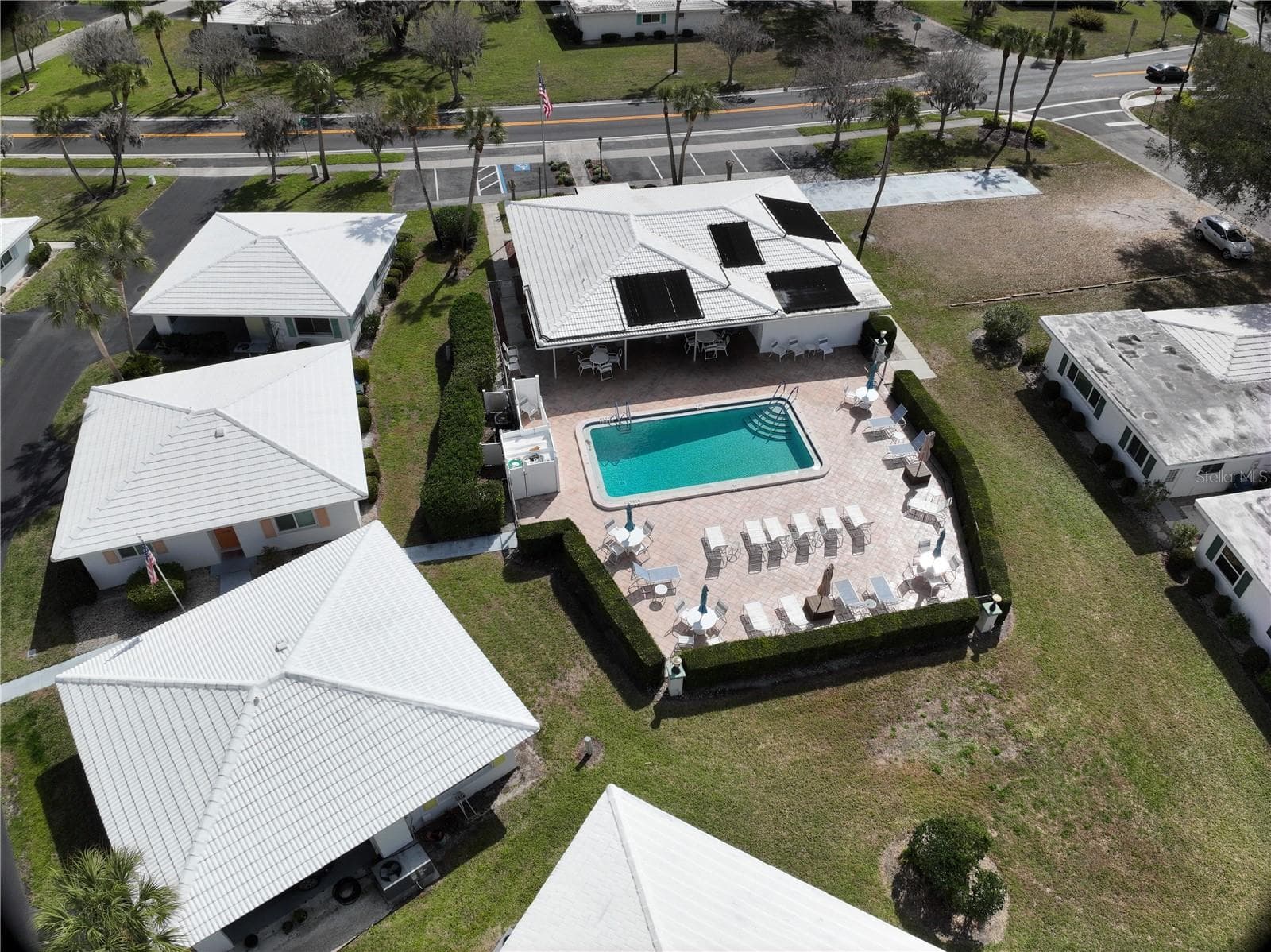 Aerial view of the pool that's within walking distance. - 1845 VERA PL #29, SARASOTA