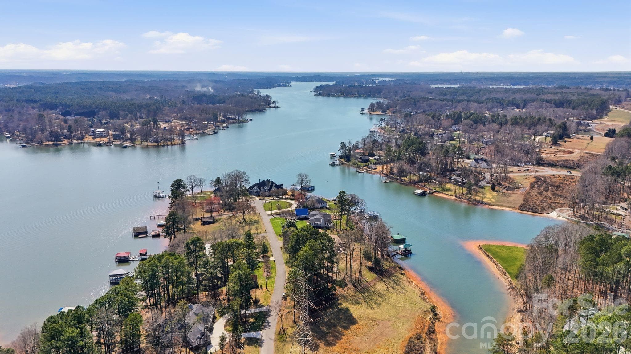 Aerial of cove to main channel - Troutman
