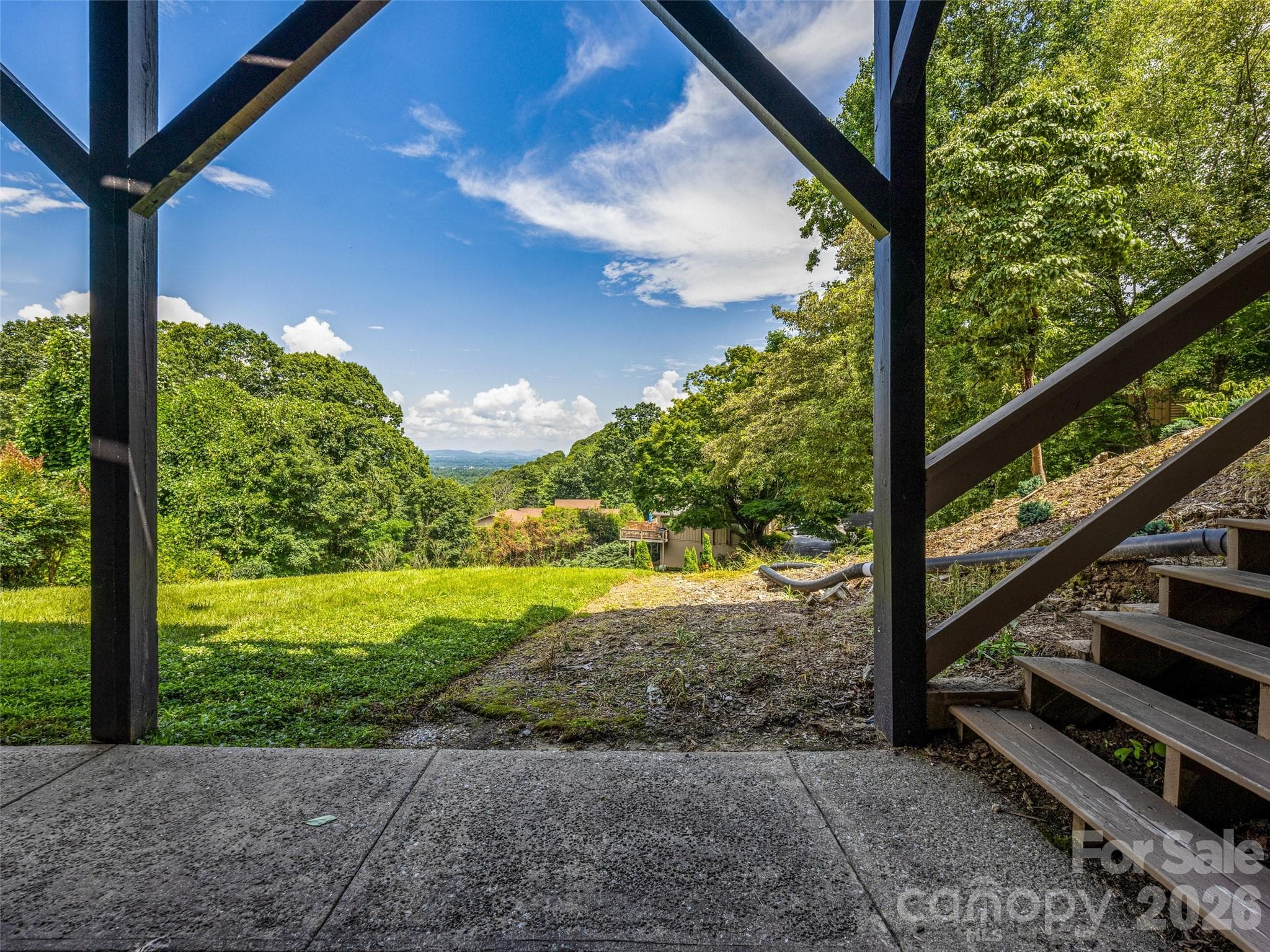 View from the basement level apartment-stairs from the carport level - Hendersonville