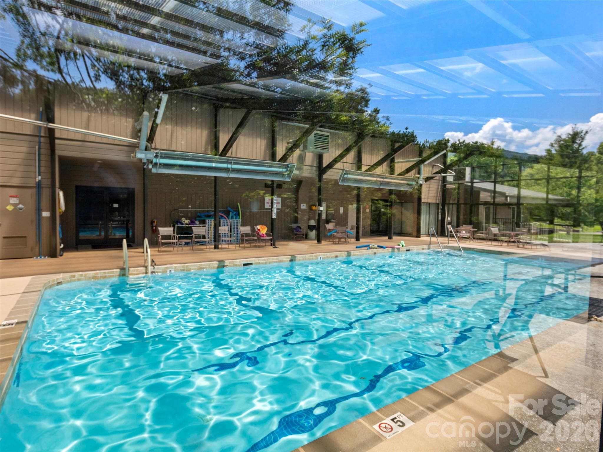 Indoor pool with retractable ceiling - Asheville