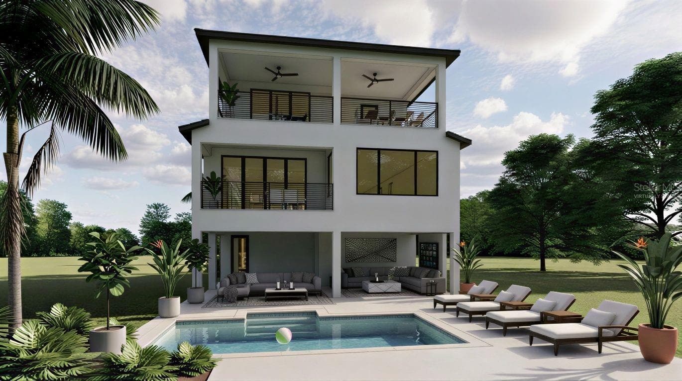 Virtually Staged Rear Exterior. - 4903 COMMONWEALTH DR, SARASOTA