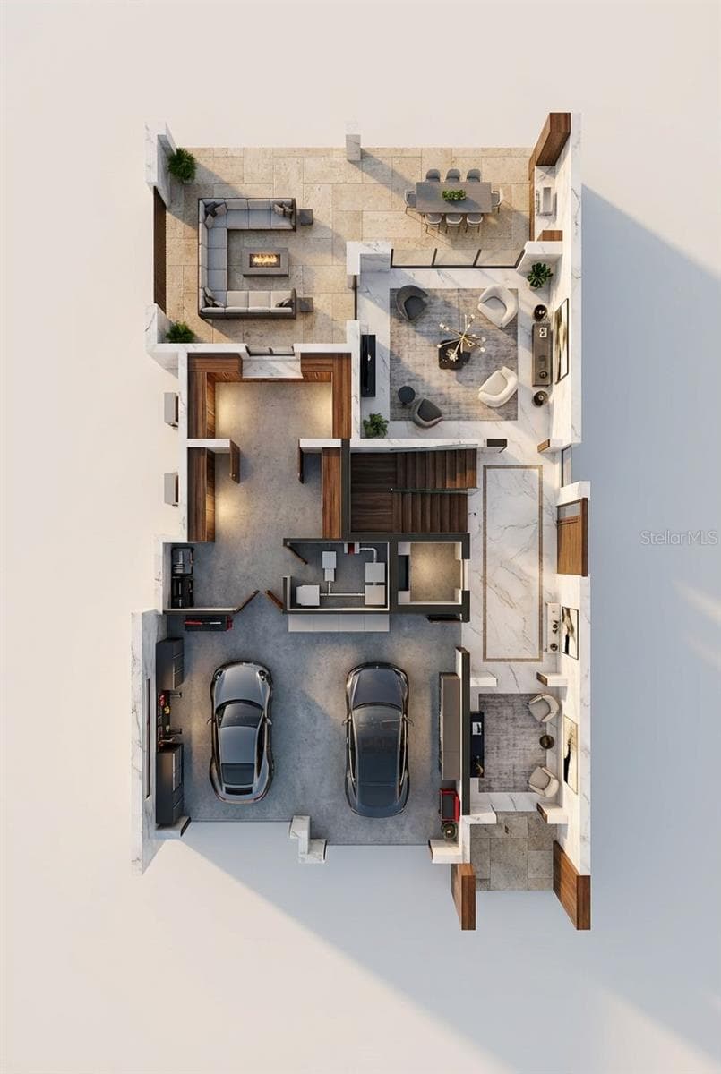 3D Rendering of Ground Floor. - 4903 COMMONWEALTH DR, SARASOTA