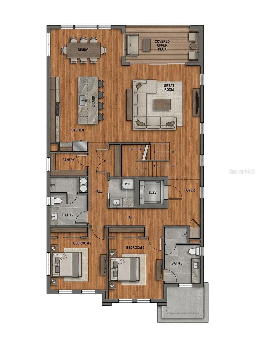 Main Floor Rendering of Floor Plan. - 4903 COMMONWEALTH DR, SARASOTA