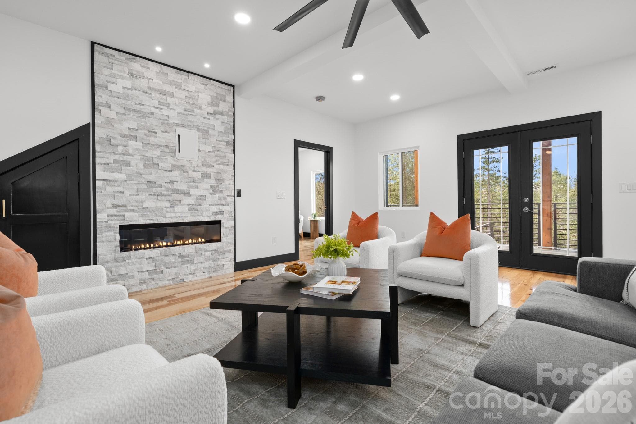 Gas stone fireplace - 74 Jeranna Road, Mills River