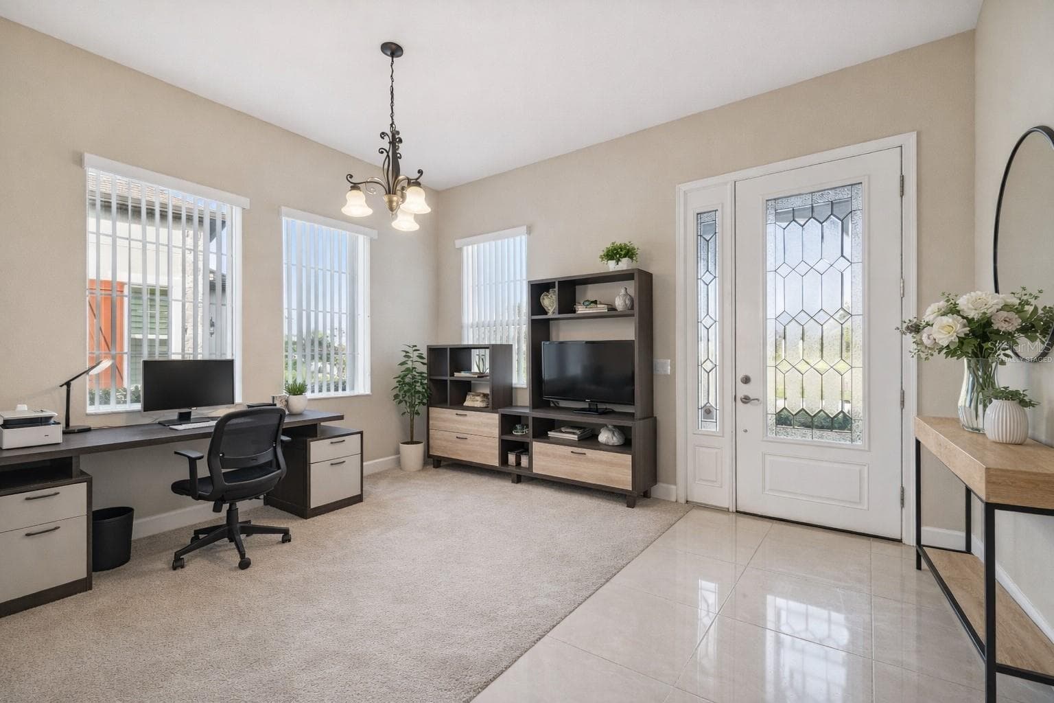 Virtually staged foyer/office - 4155 BARLETTA CT, WESLEY CHAPEL