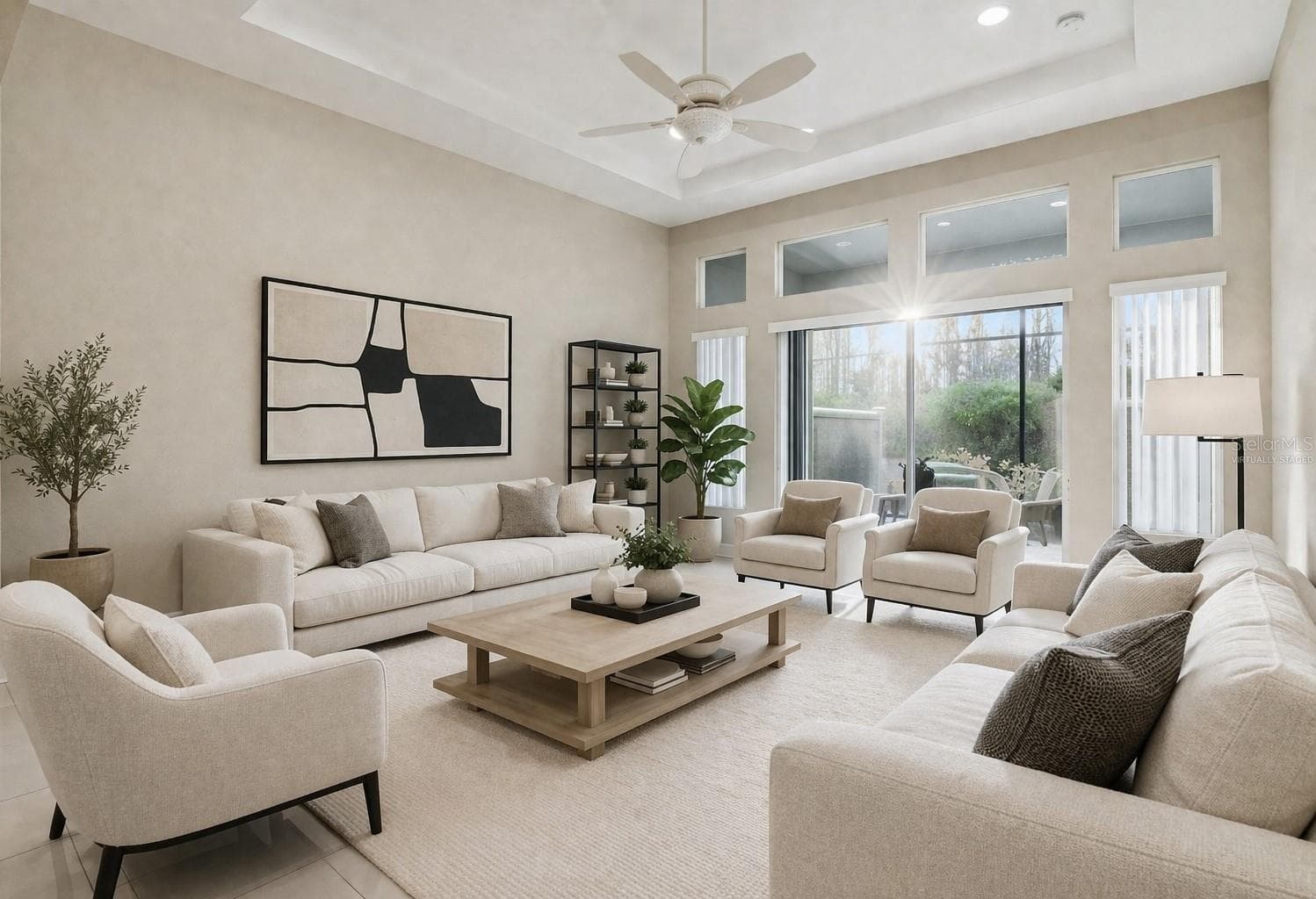 Virtually staged living room - 4155 BARLETTA CT, WESLEY CHAPEL