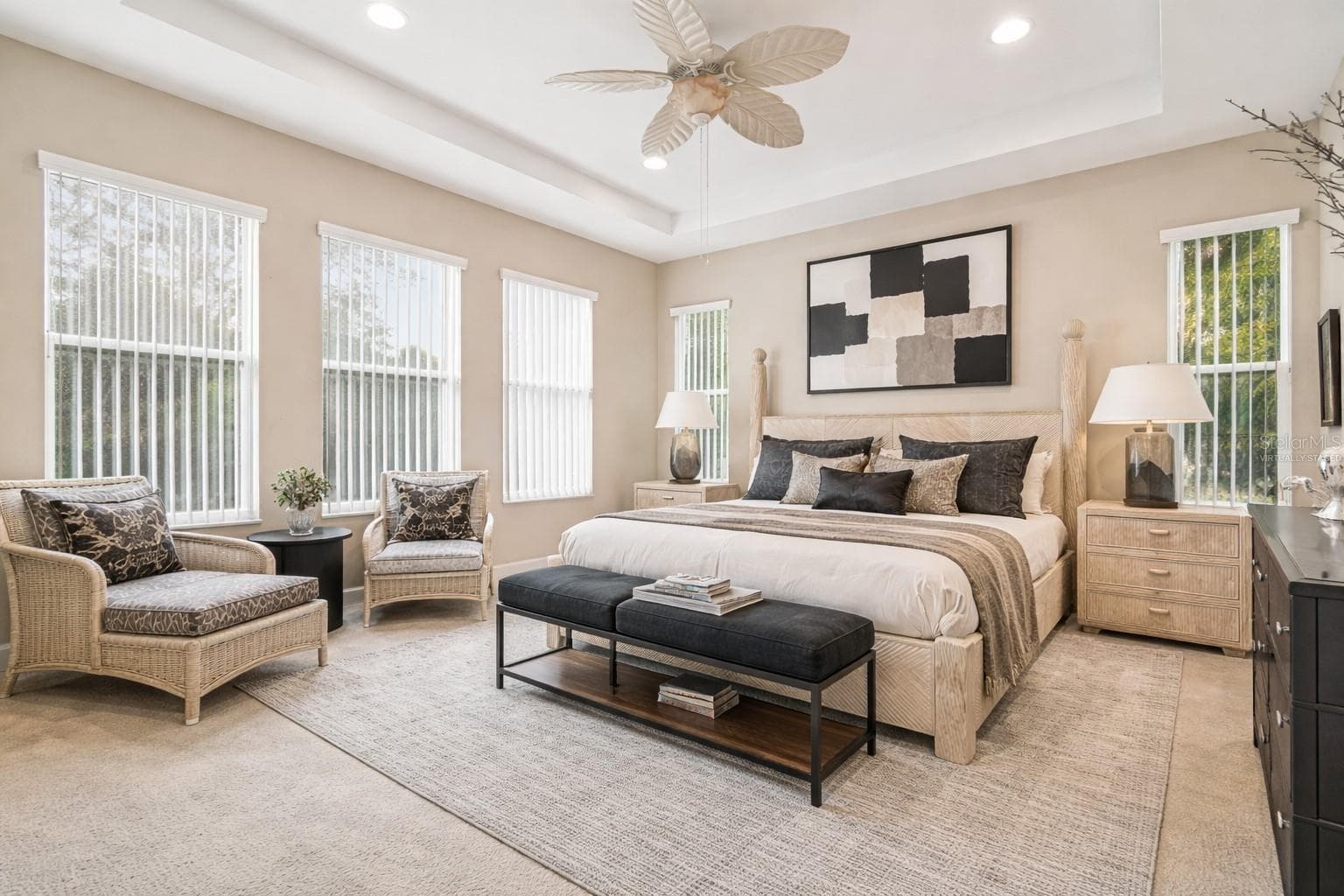 Virtually staged primary bedroom - 4155 BARLETTA CT, WESLEY CHAPEL