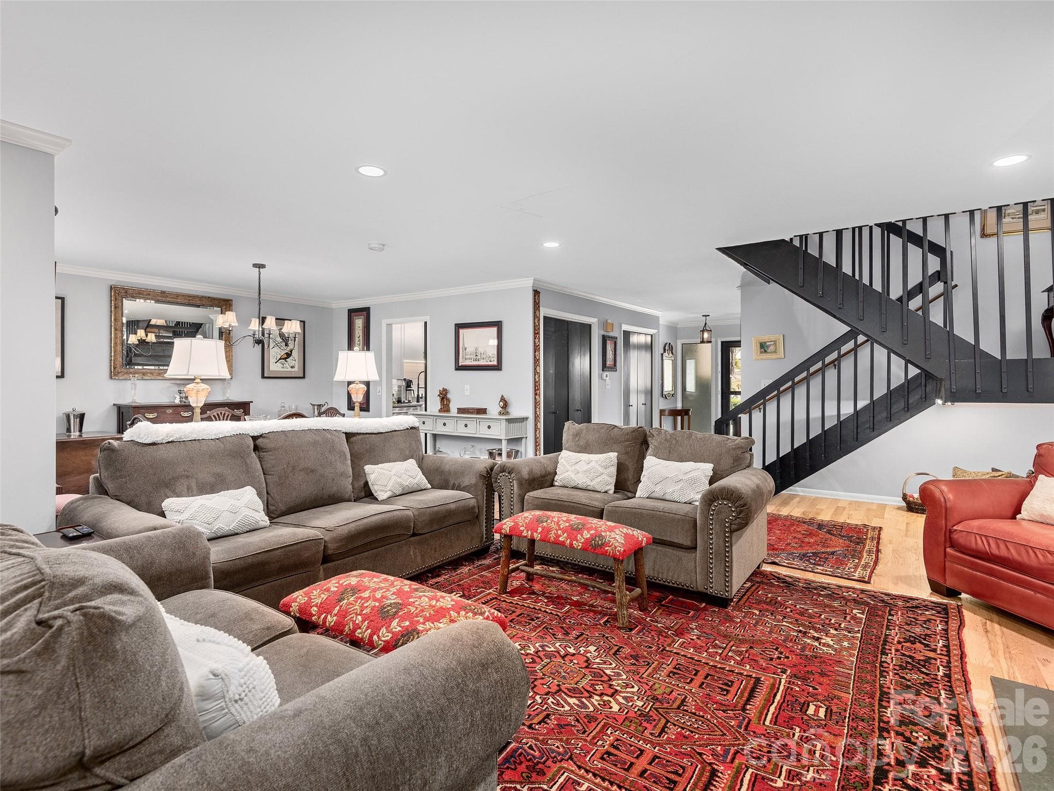 Floating Stairs add a contemporary touch. - 521 Crowfields Lane, Asheville