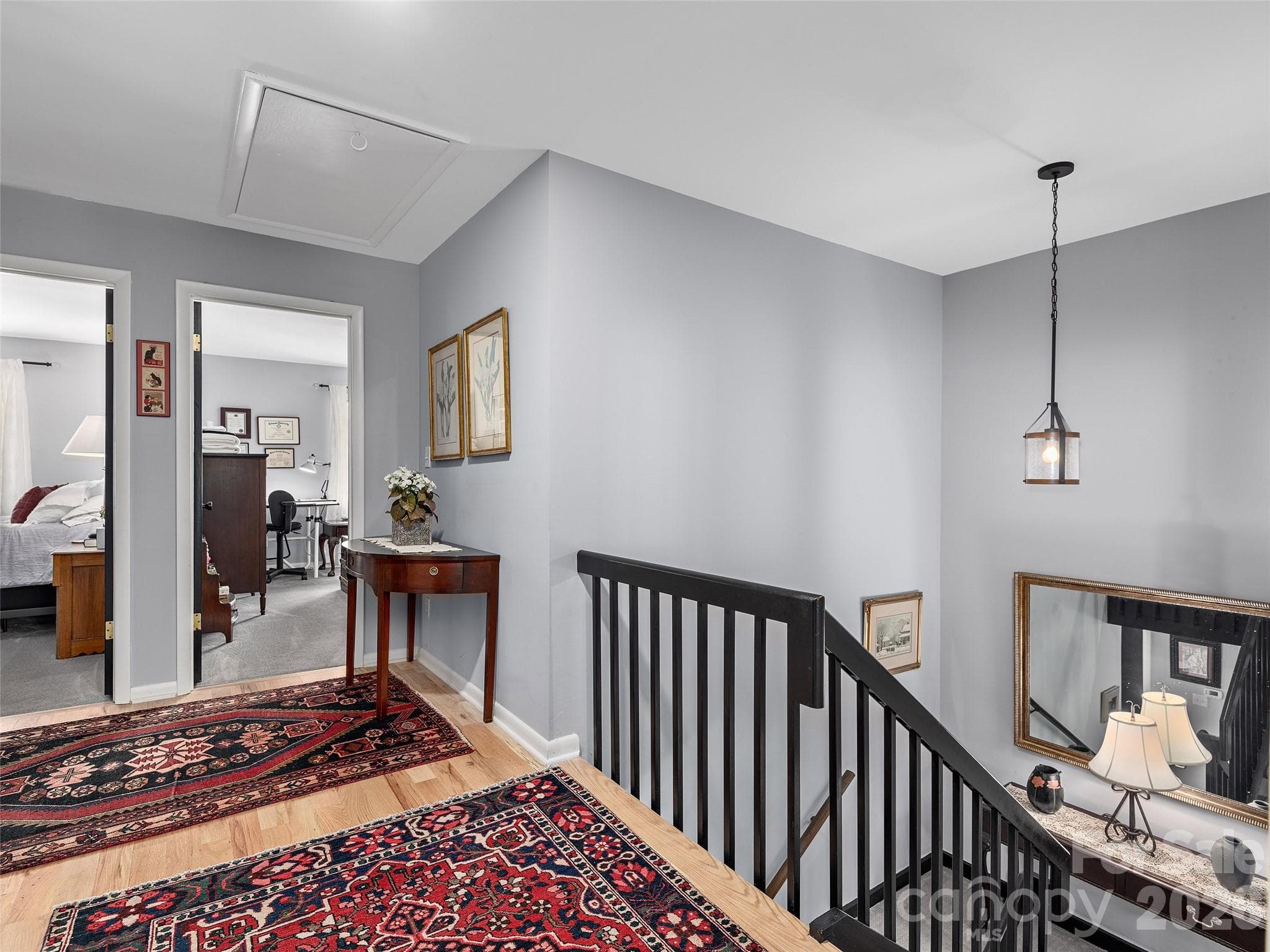 Upstair Landing at top of Floating Stairwell. - 521 Crowfields Lane, Asheville