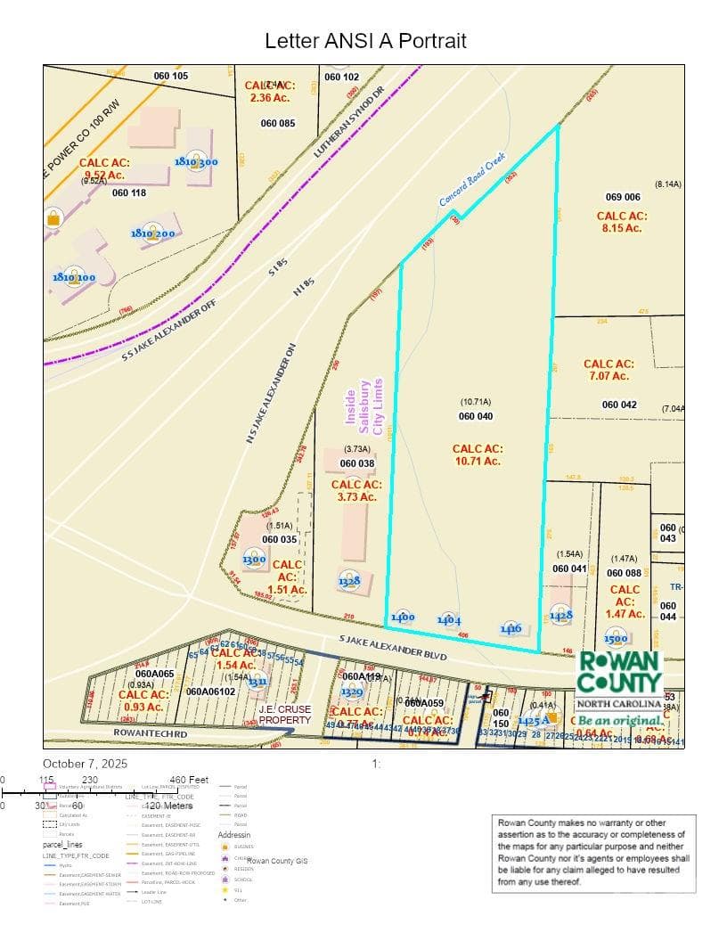 GIS Map - 1416 Jake Alexander Boulevard S, Salisbury