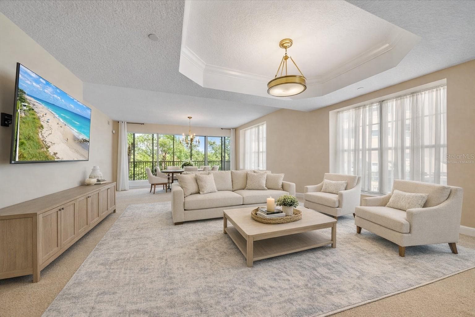 Virtually staged living room - 6482 WATERCREST WAY #204, LAKEWOOD RANCH