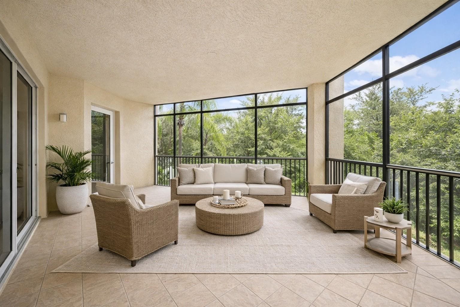 Virtually staged covered and screened lanai - 6482 WATERCREST WAY #204, LAKEWOOD RANCH