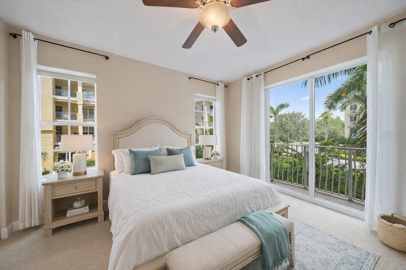 Virtually staged Bedroom 2 with small Juliette Balcony - 6482 WATERCREST WAY #204, LAKEWOOD RANCH