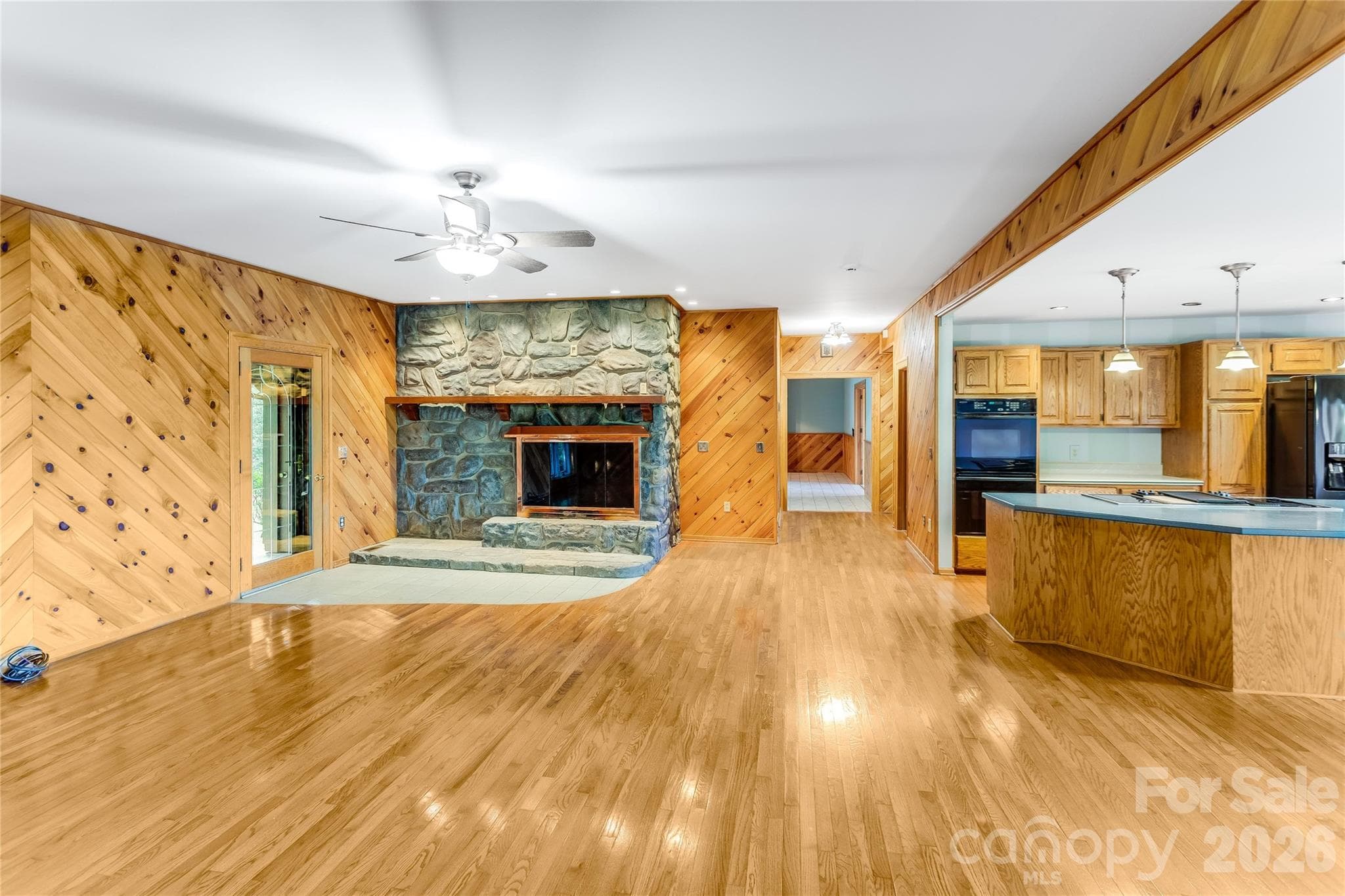 Den/Kitchen with fireplace - Clyde