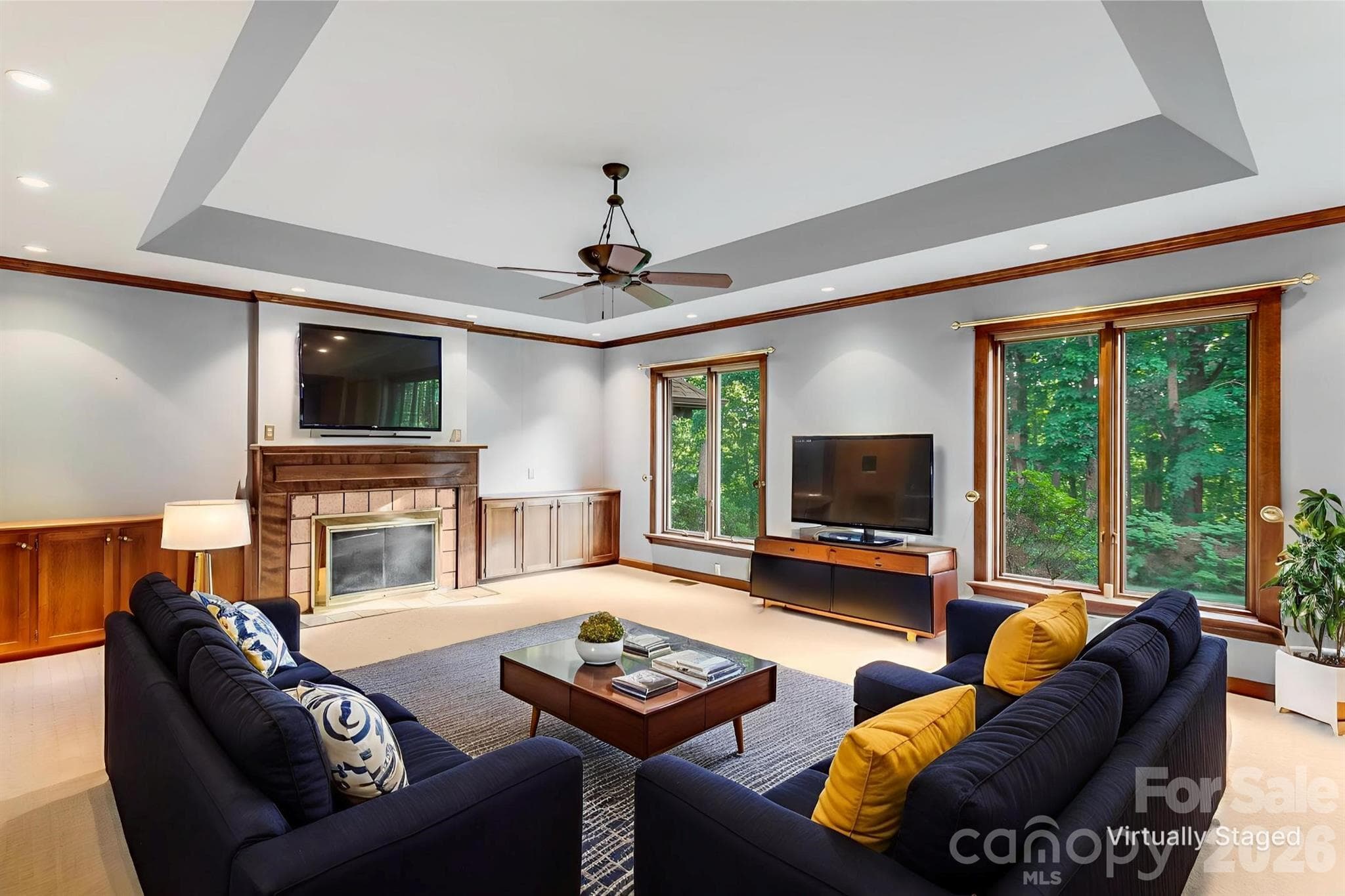 Virtually staged library - Clyde