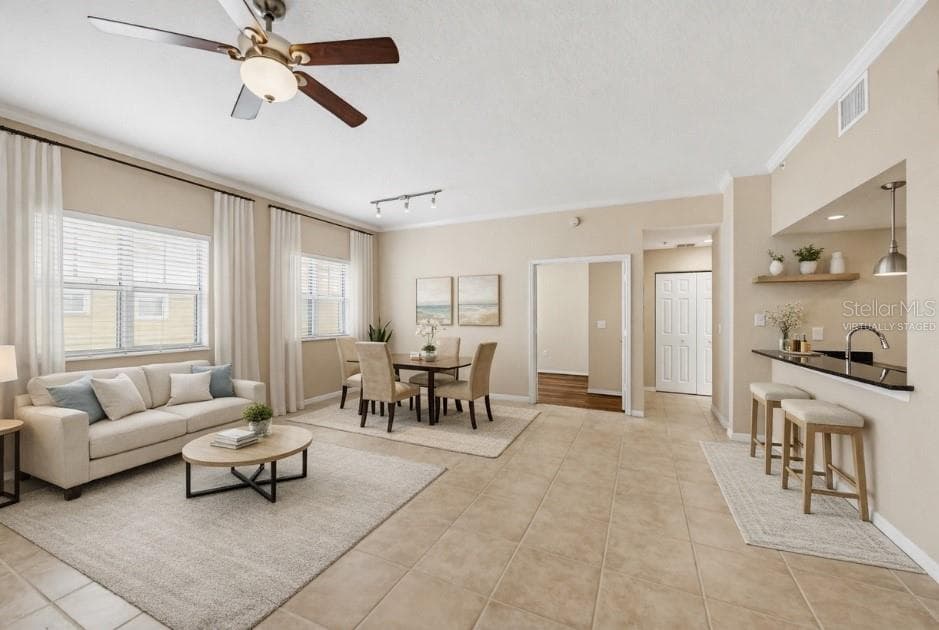 Virtually staged Living Rm - 1064 N TAMIAMI TRL #1406, SARASOTA