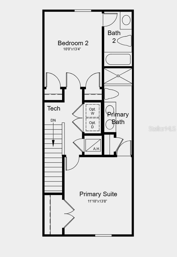 Second Floor Plan - Additional Highlights Upgraded luxury vinyl plank on first floor, upgraded carpet on second floor, upgraded quartz countertops, upgraded cabinets in kitchen and bathrooms, and whole house 2" faux wood blinds package - 10589 ORBIT TER, SARASOTA