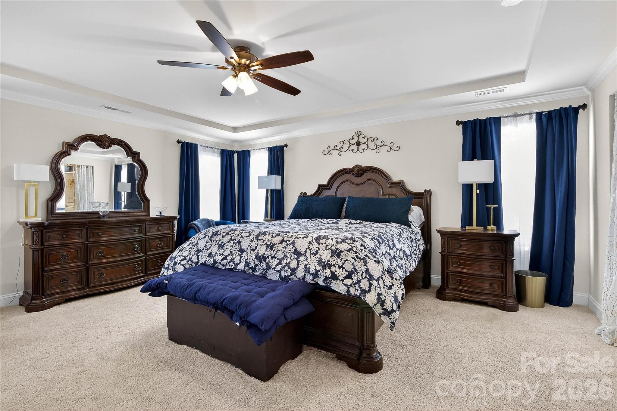 Step into your Massive Primary Bedroom with Tray Ceilings and Plenty of Natural Light! - 5516 Verona Road, Charlotte